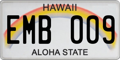 HI license plate EMB009