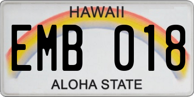 HI license plate EMB018