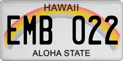 HI license plate EMB022