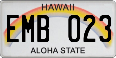 HI license plate EMB023