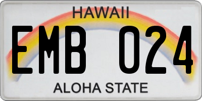HI license plate EMB024