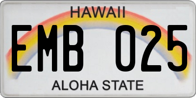 HI license plate EMB025