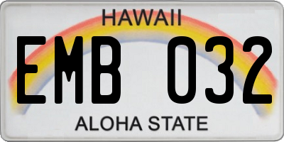 HI license plate EMB032