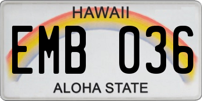 HI license plate EMB036