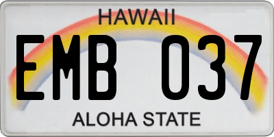 HI license plate EMB037