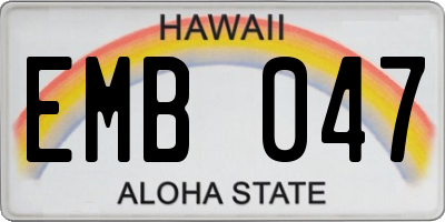 HI license plate EMB047