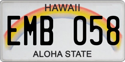HI license plate EMB058