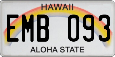 HI license plate EMB093