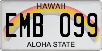 HI license plate EMB099