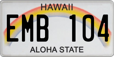 HI license plate EMB104