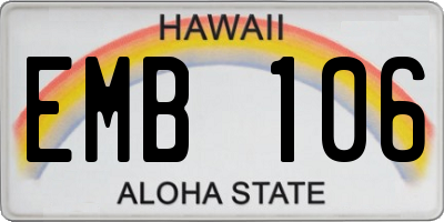 HI license plate EMB106