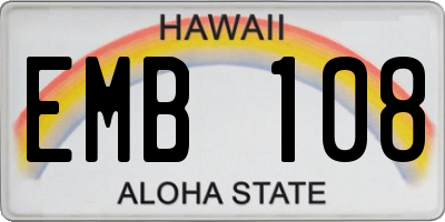 HI license plate EMB108