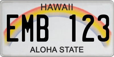 HI license plate EMB123
