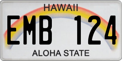 HI license plate EMB124