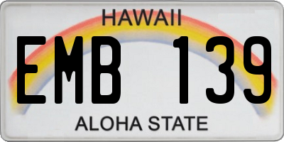 HI license plate EMB139