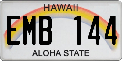 HI license plate EMB144
