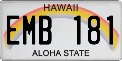 HI license plate EMB181
