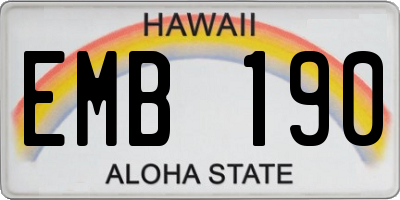 HI license plate EMB190