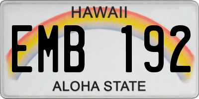 HI license plate EMB192