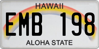 HI license plate EMB198