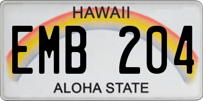 HI license plate EMB204