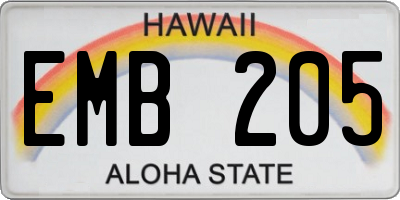 HI license plate EMB205