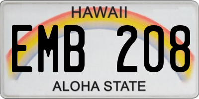 HI license plate EMB208