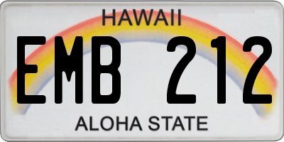 HI license plate EMB212
