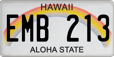 HI license plate EMB213