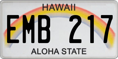 HI license plate EMB217