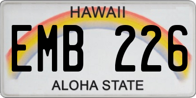 HI license plate EMB226