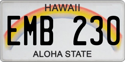 HI license plate EMB230