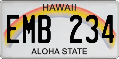 HI license plate EMB234