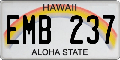 HI license plate EMB237