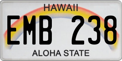 HI license plate EMB238