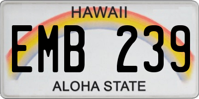 HI license plate EMB239