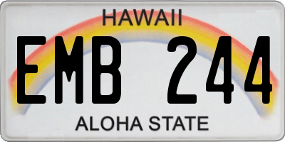 HI license plate EMB244