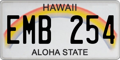 HI license plate EMB254