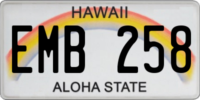 HI license plate EMB258