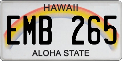 HI license plate EMB265
