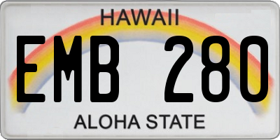 HI license plate EMB280