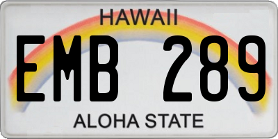 HI license plate EMB289