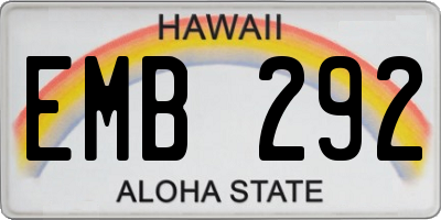 HI license plate EMB292
