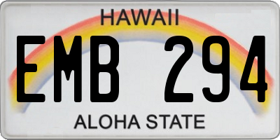 HI license plate EMB294