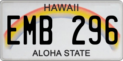 HI license plate EMB296