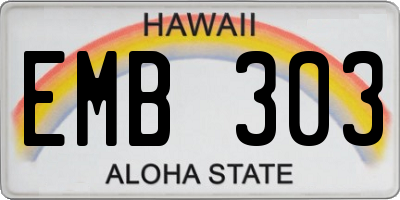 HI license plate EMB303