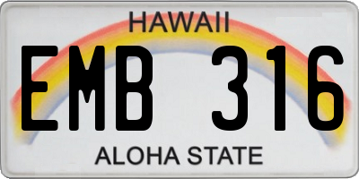 HI license plate EMB316