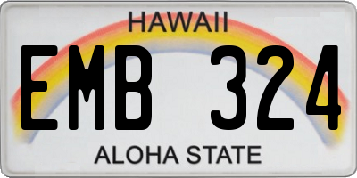 HI license plate EMB324