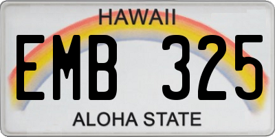 HI license plate EMB325