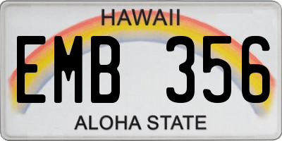 HI license plate EMB356